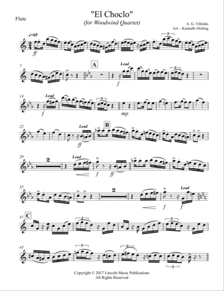 El Choclo (Tango) (for Woodwind Quartet) Woodwind Quartet scores gallery preview page 6