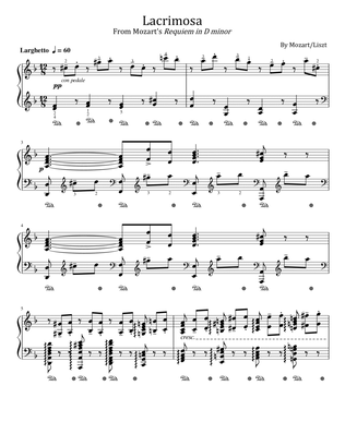 Book cover for Mozarts Requiem No.2 Lacrimosa - Requiem in D minor, K.626 Liszt Arr. S.550 - For Piano Solo