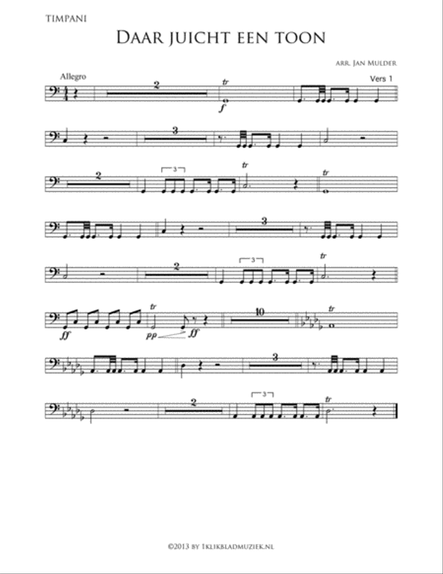 Daar Juicht Een Toon Percussion scores gallery preview page 1