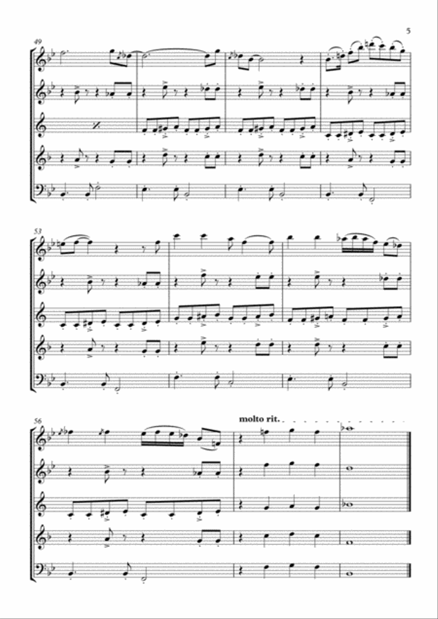 Baby Elephant Walk from the Paramount Picture HATARI! Woodwind Quintet scores gallery preview page 6