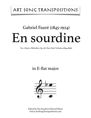 Book cover for FAURÉ: En Sourdine, Op. 58 no. 2 (transposed to E-flat major and D major)