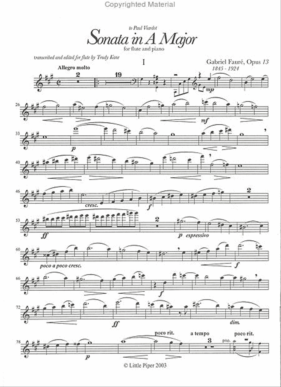 Sonata in A Major Op 13 Sonata in A Major Op 13 Flute Solo scores gallery preview page 2