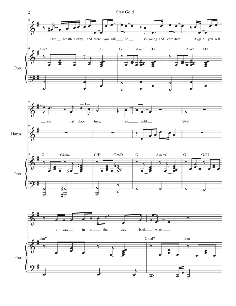 Stay Gold Piano, Vocal scores gallery preview page 2