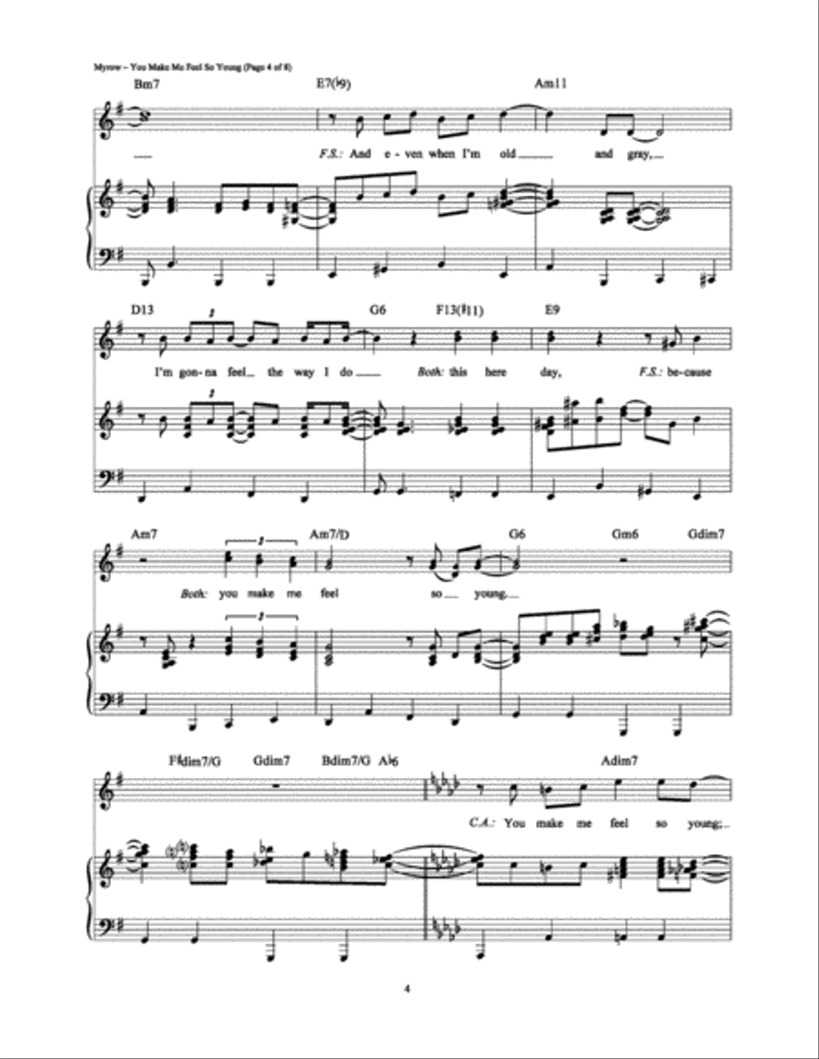 You Make Me Feel So Young Piano, Vocal, Guitar scores gallery preview page 4