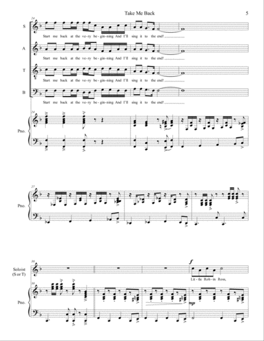 Take Me Back (A New American Folk Song), SATB, piano image number null