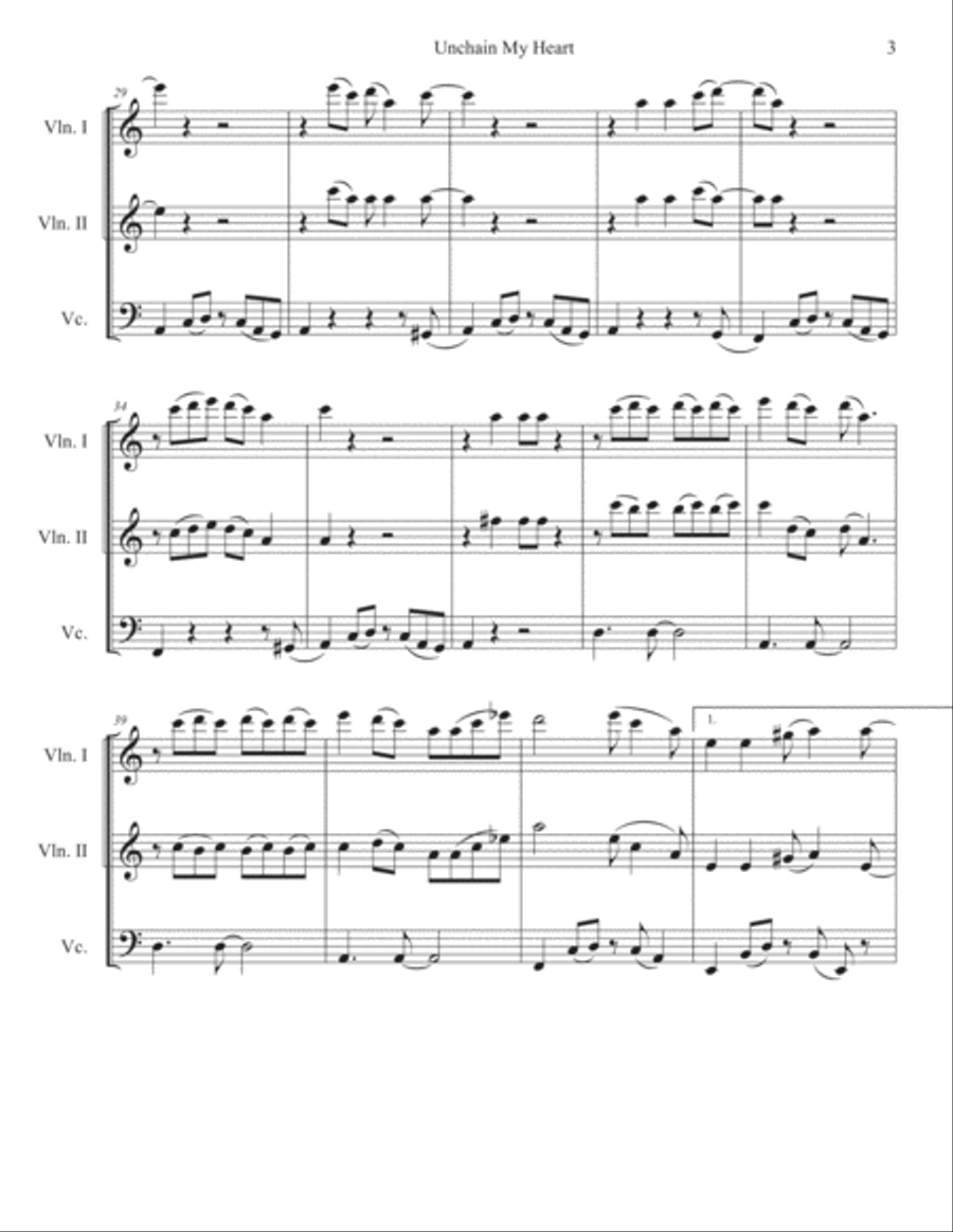 Unchain My Heart String Trio scores gallery preview page 3