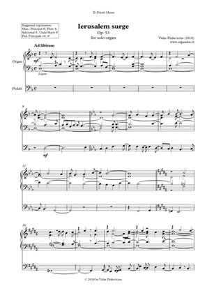 Ierusalem surge, Op. 53 (2018) for solo organ