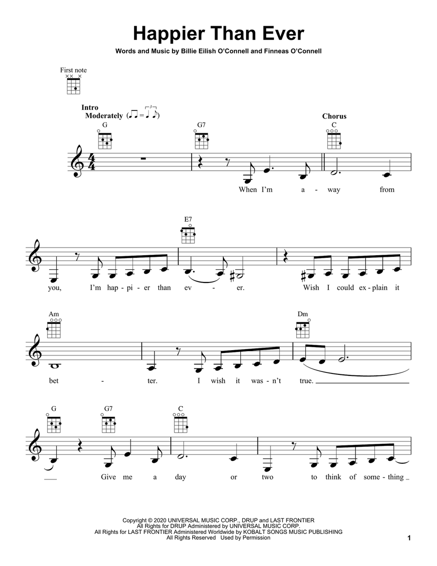 Happier Than Ever Ukulele scores gallery preview page 1