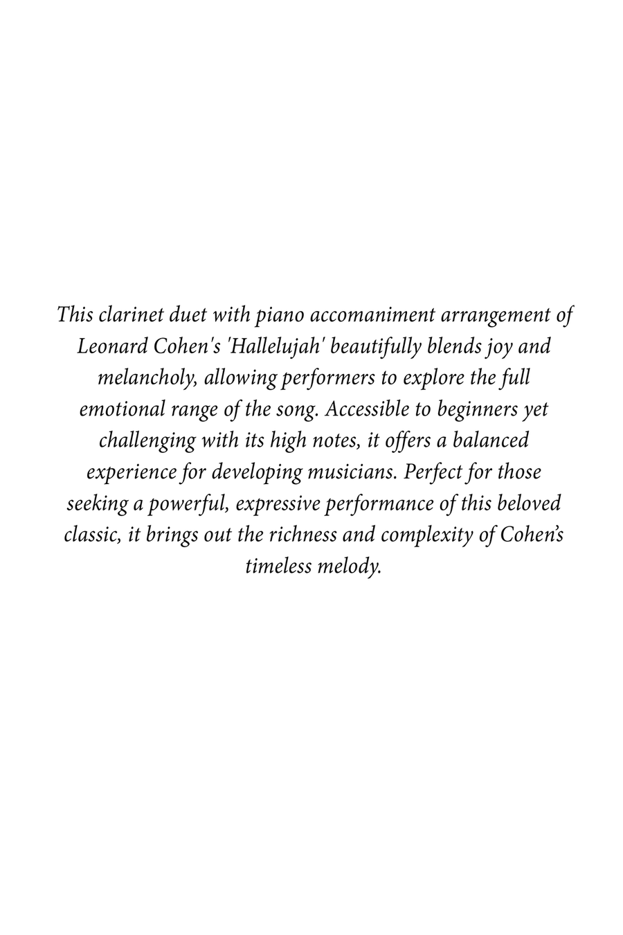 Hallelujah Clarinet Duet scores gallery preview page 2