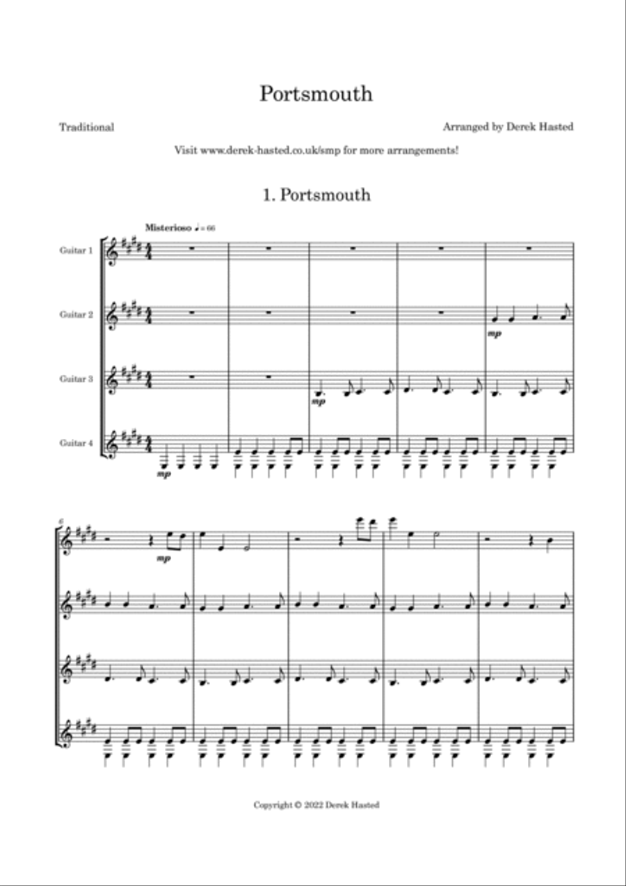 Portsmouth - Hornpipe for 4 guitars/large ensemble Large Ensemble scores gallery preview page 4