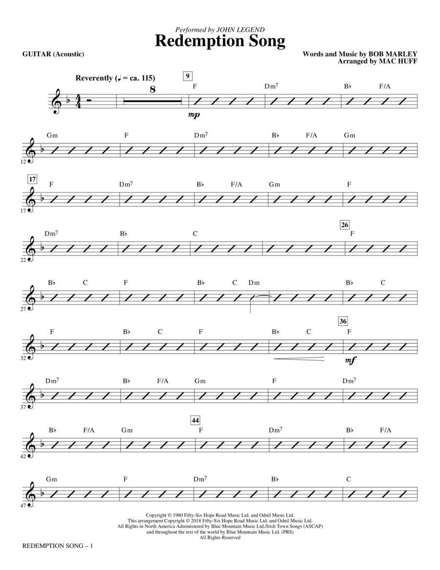 Redemption Song - Guitar Choir scores gallery preview page 1