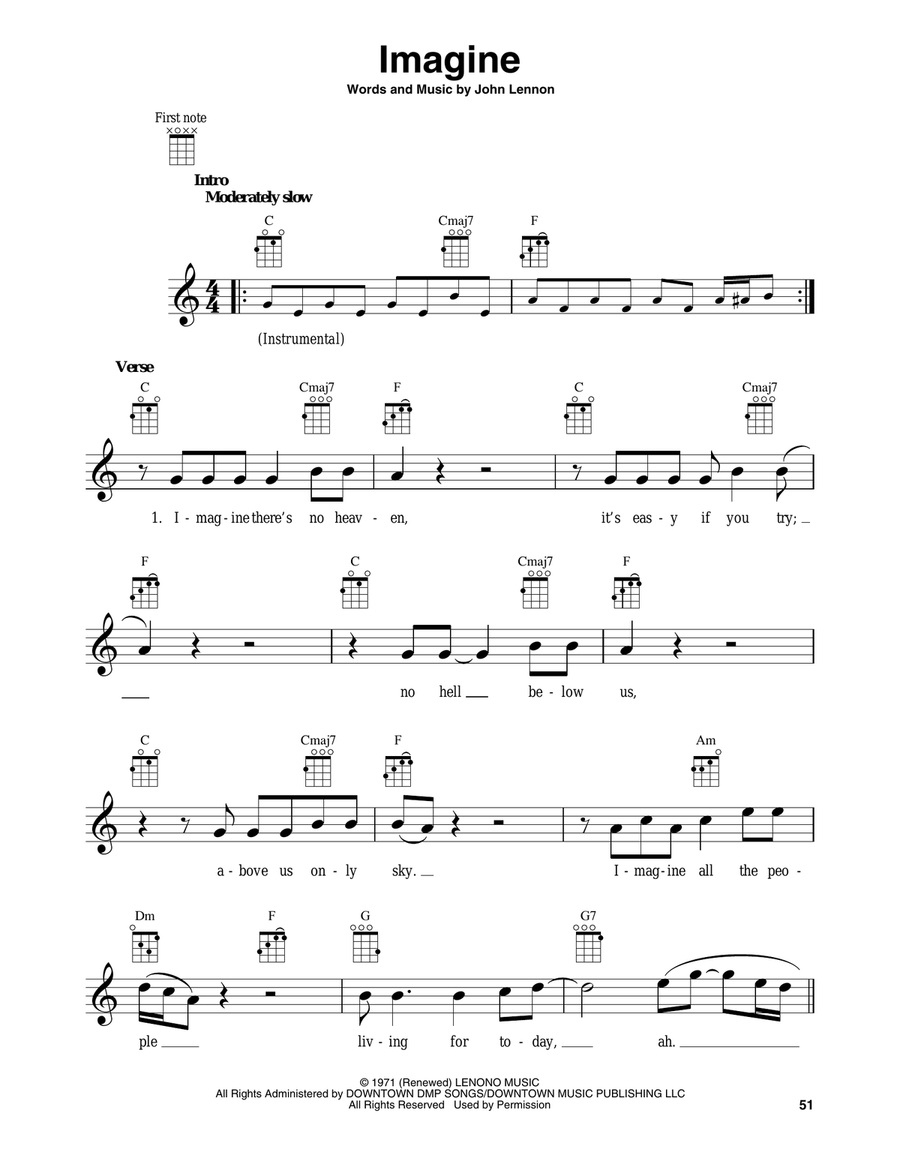 Imagine Baritone Ukulele scores gallery preview page 1