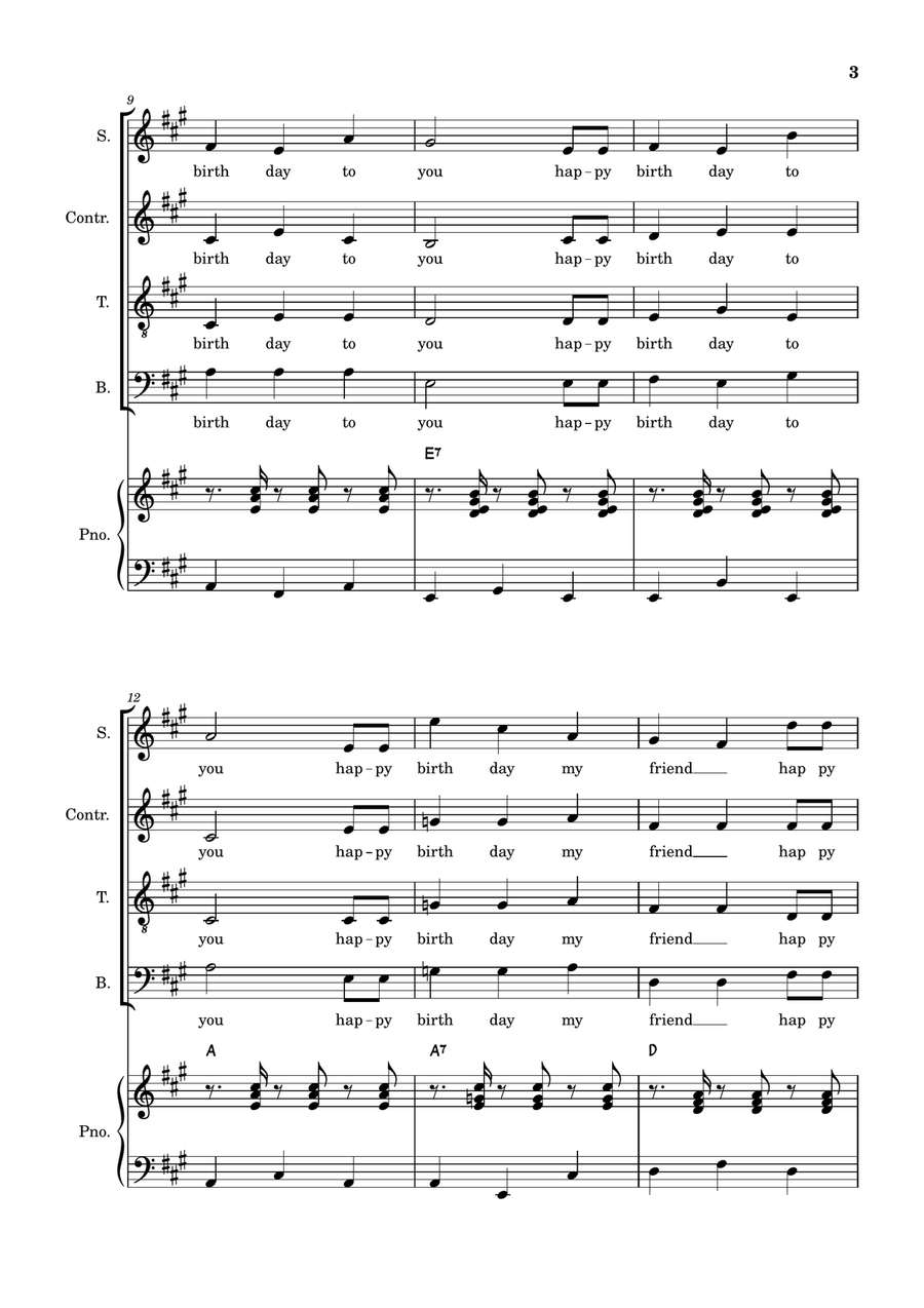 Happy Birthday to You (for 4-Voice Choir) 4-Part scores gallery preview page 3