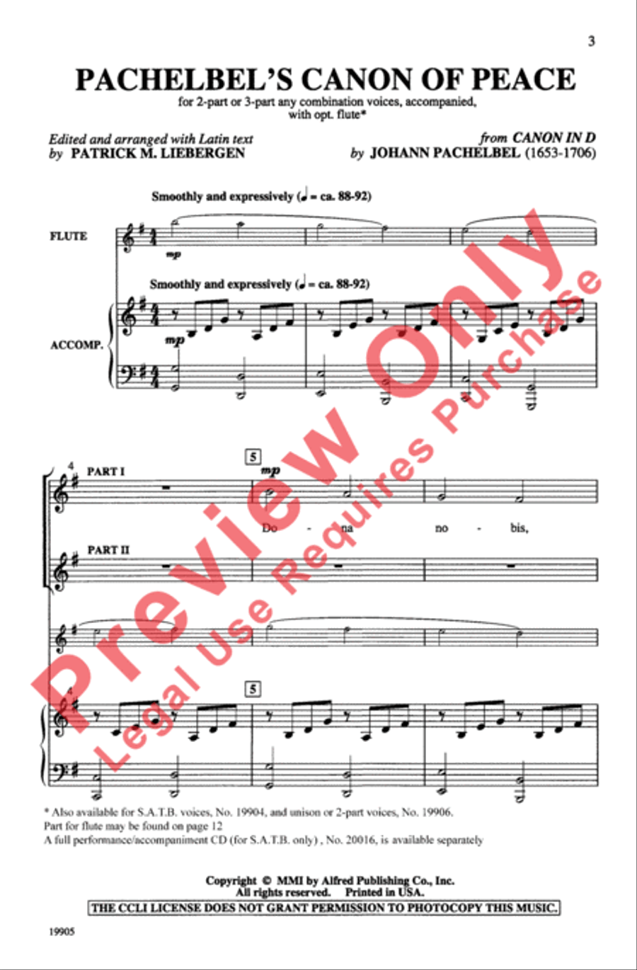 Pachelbel's Canon of Peace 3-Part scores gallery preview page 3