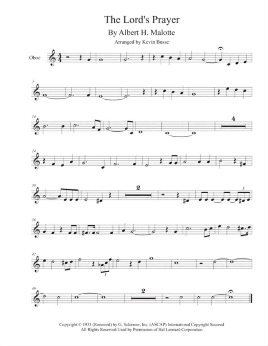 The Lord's Prayer Oboe Solo scores gallery preview page 1