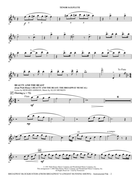 Broadway Blockbusters - Tenor Sax/Flute