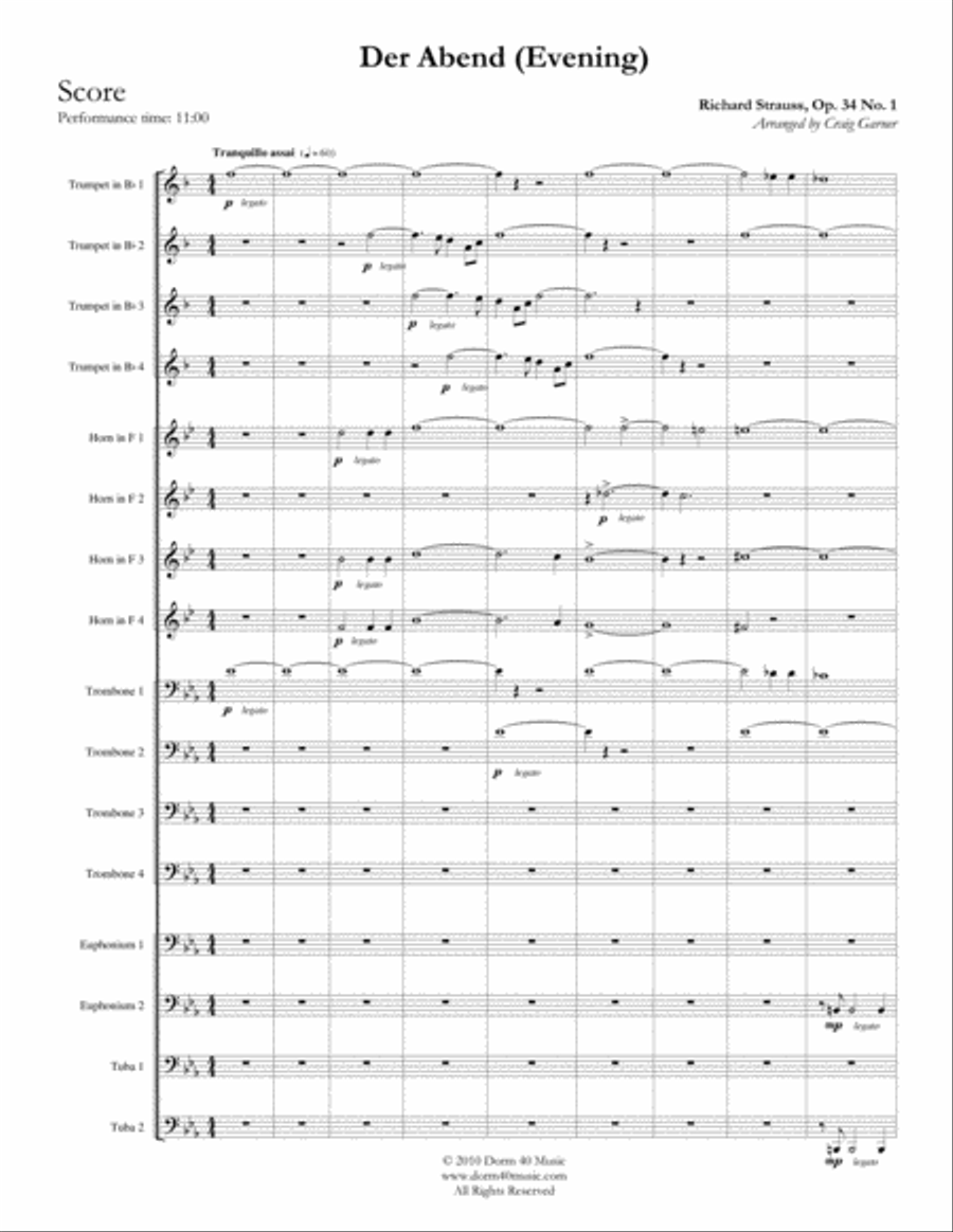 Der Abend (Evening), for 16-part Brass Ensemble Brass Ensemble scores gallery preview page 2
