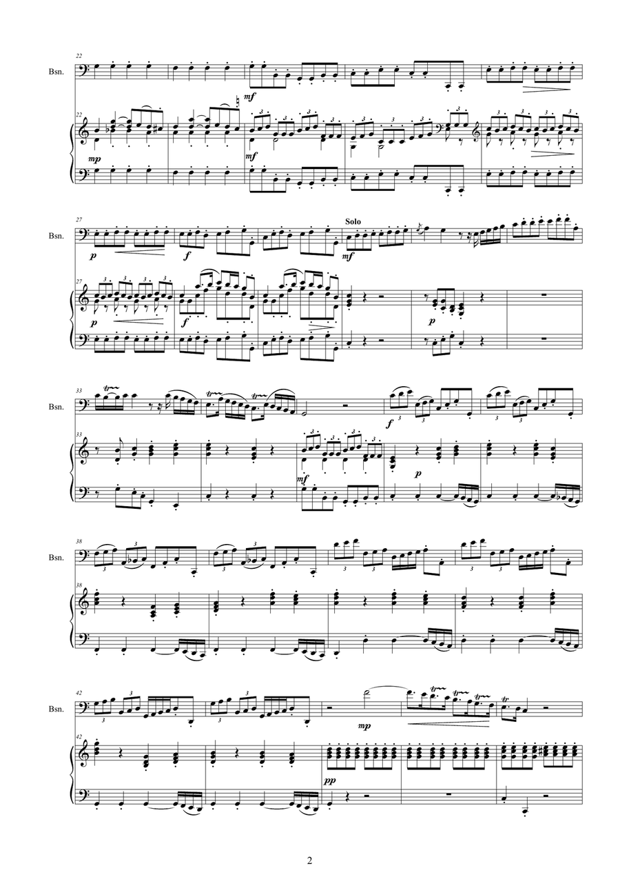 Vivaldi - Bassoon Concerto in C major RV471 for Bassoon and Piano Bassoon Solo scores gallery preview page 2