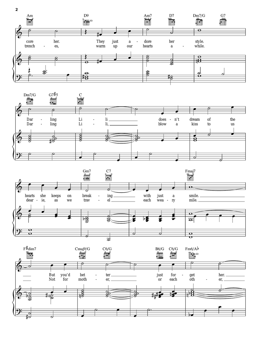 Darling Lili Piano, Vocal, Guitar scores gallery preview page 2