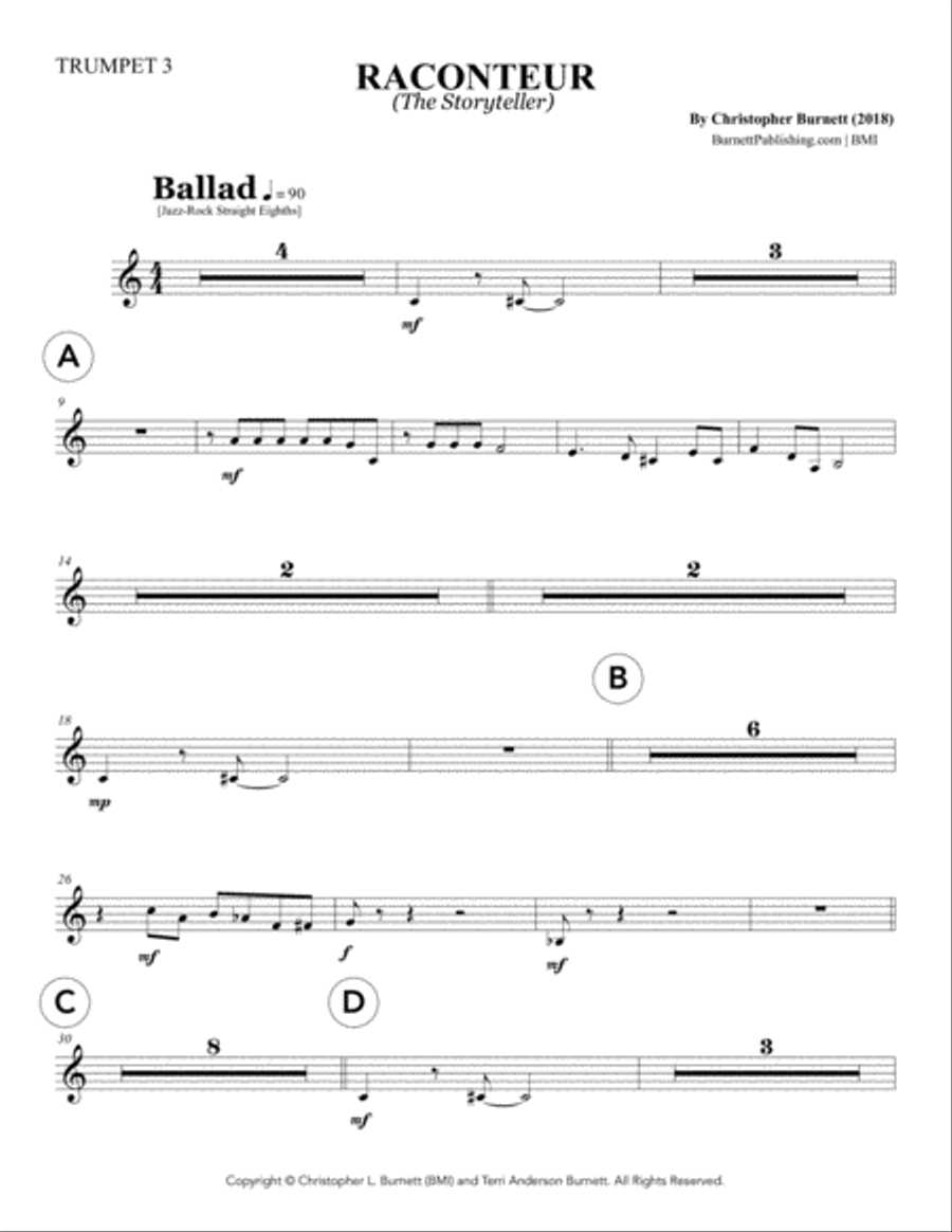 RACONTEUR (The Storyteller) - Trumpet 3 Jazz Ensemble scores gallery preview page 1