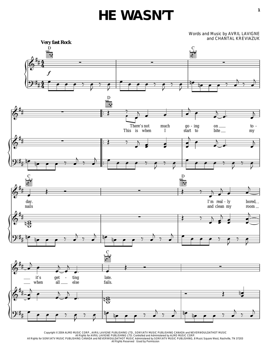 He Wasn't Piano, Vocal, Guitar scores gallery preview page 1
