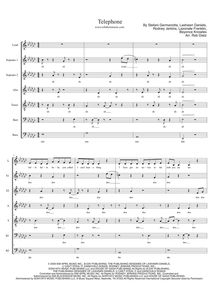 Telephone Divisi scores gallery preview page 1