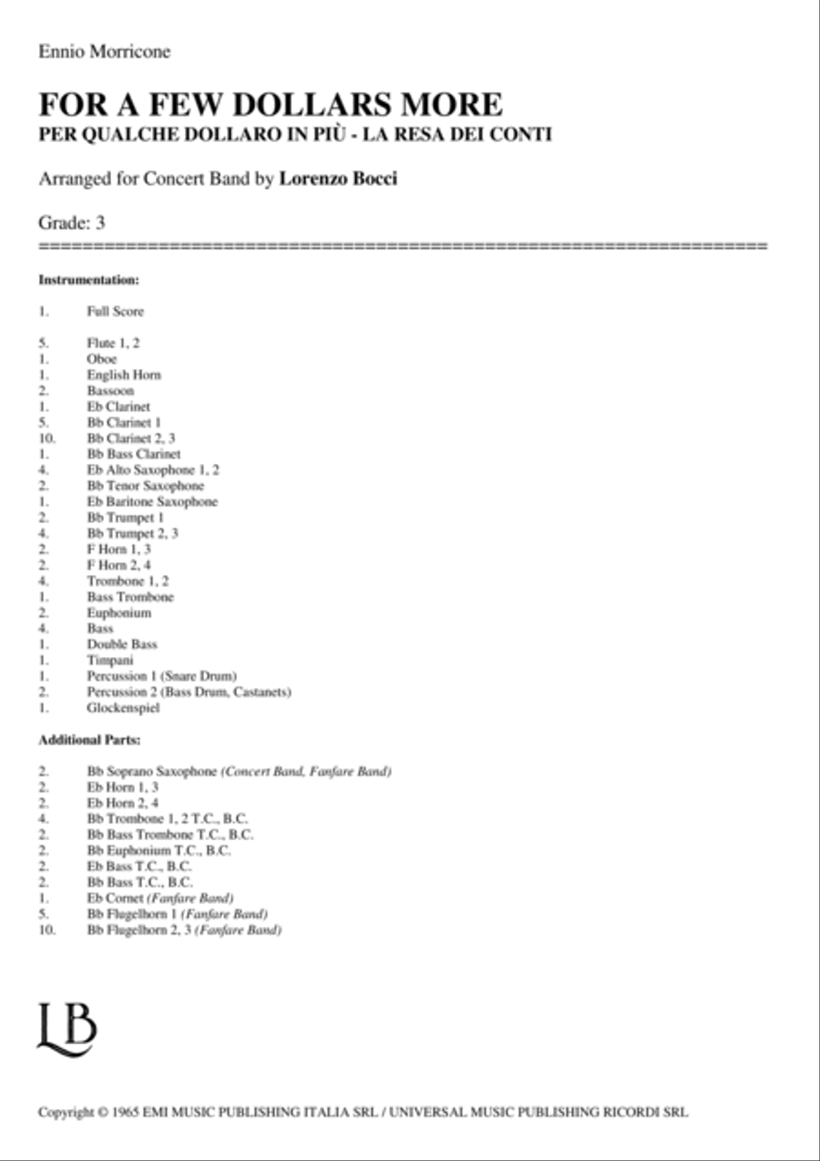 Per Qualche Dollaro In Piu' Concert Band scores gallery preview page 2