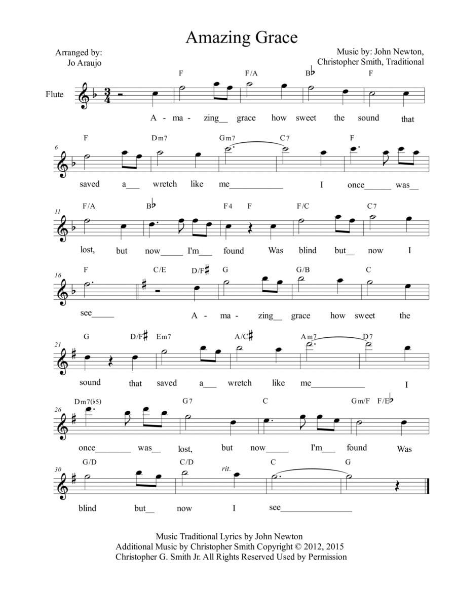 AMAZING GRACE Flute Solo scores gallery preview page 1