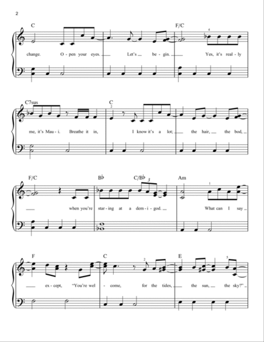 You're Welcome (from Moana) Easy Piano scores gallery preview page 2