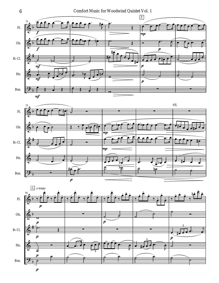 Comfort Music for Woodwind Quintet Vol I Woodwind Quintet scores gallery preview page 6