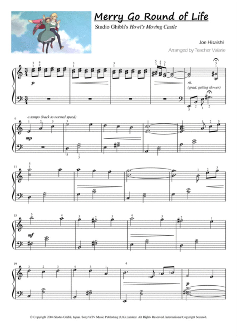 Howl's moving castle accordion sales sheet music