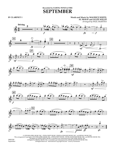 September (arr. Paul Murtha) - Bb Clarinet 1