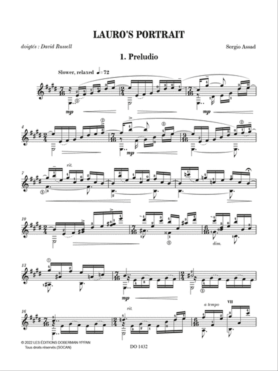 Lauro's Portrait Classical Guitar scores gallery preview page 2