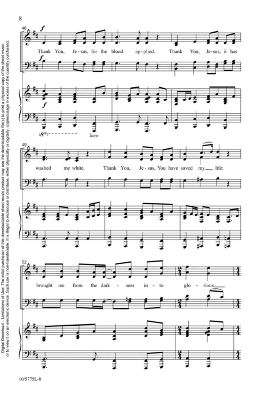 Thank You, Jesus, For the Blood Choir scores gallery preview page 8