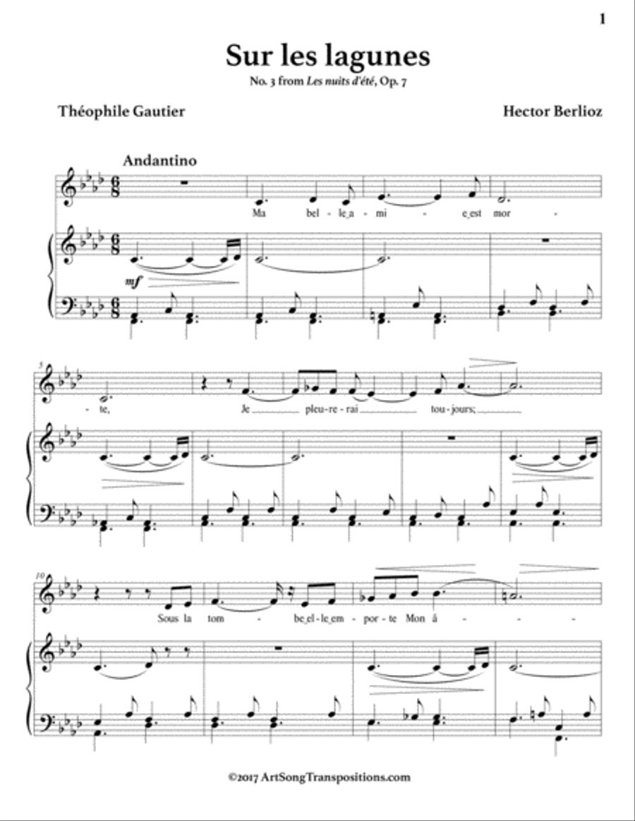 BERLIOZ: Sur les lagunes, Op. 7 no. 3 (transposed to F minor) Voice scores gallery preview page 2