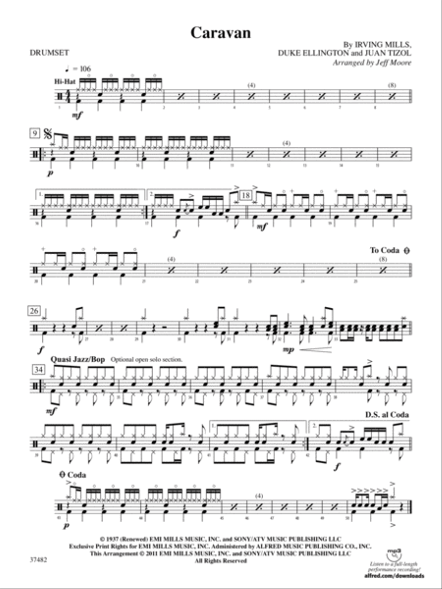 Caravan: Drums Percussion Ensemble scores gallery preview page 1