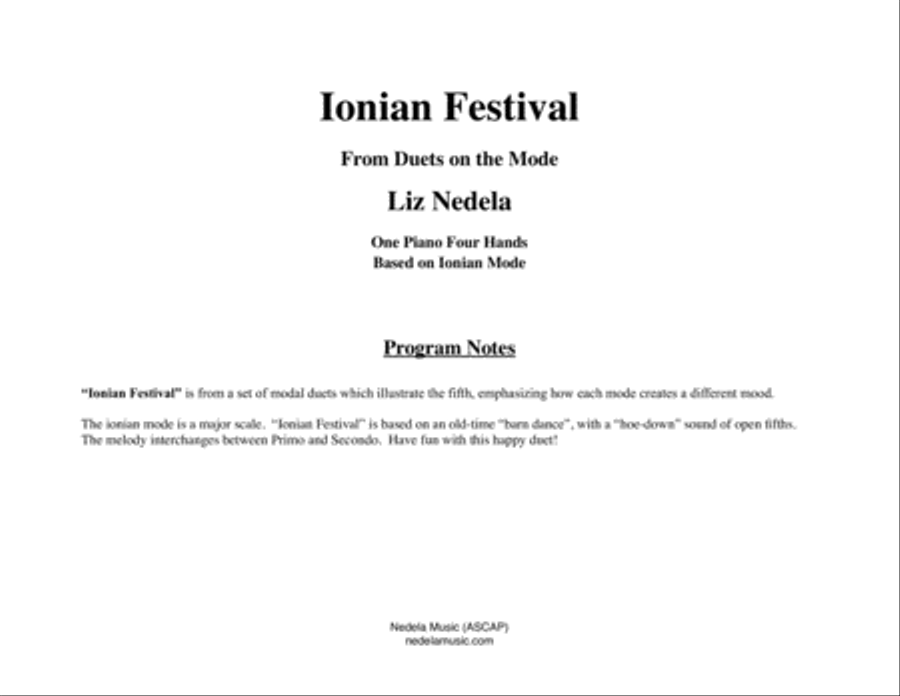 Duets on the Mode 1. Ionian Festival Set of Parts scores gallery preview page 2