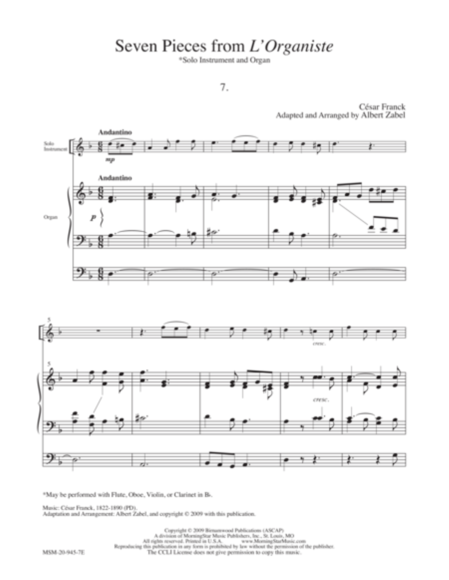 seven Pieces from L'Organiste #7 Organ scores gallery preview page 1