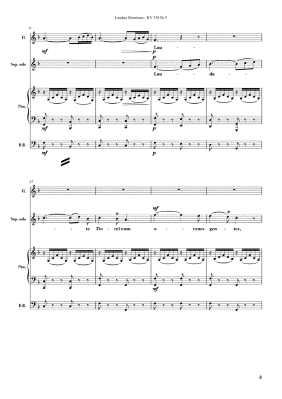 Laudate Dominum - Mozart KV 339 Small Ensemble scores gallery preview page 5