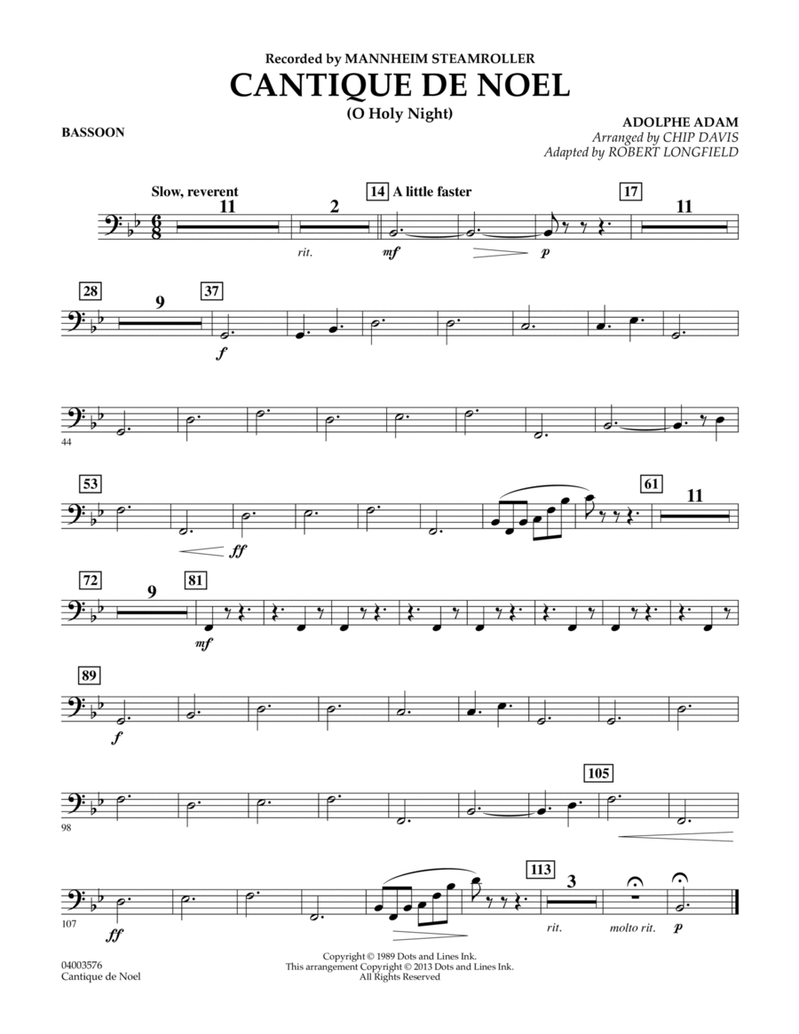 Cantique de Noel (O Holy Night) - Bassoon Concert Band scores gallery preview page 1