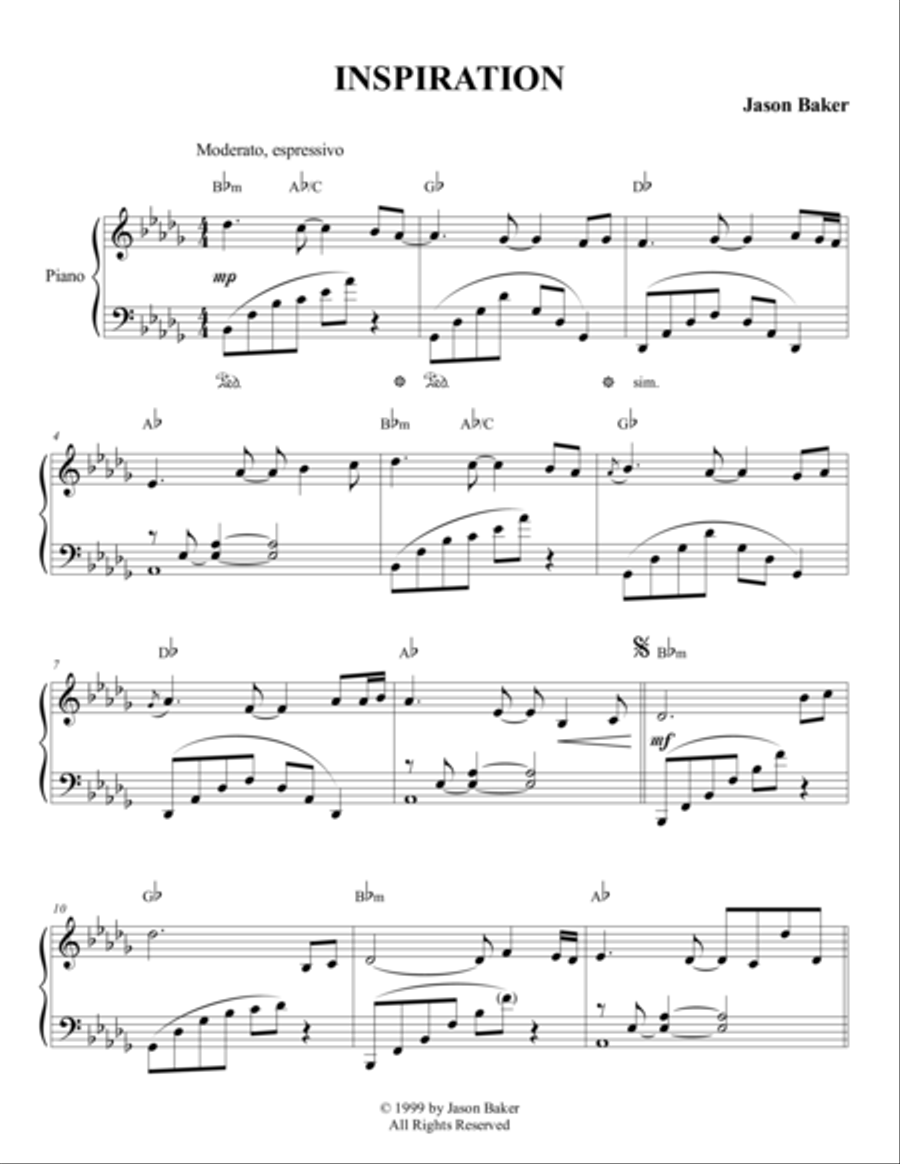 Inspiration Inspiration Piano Solo scores gallery preview page 1