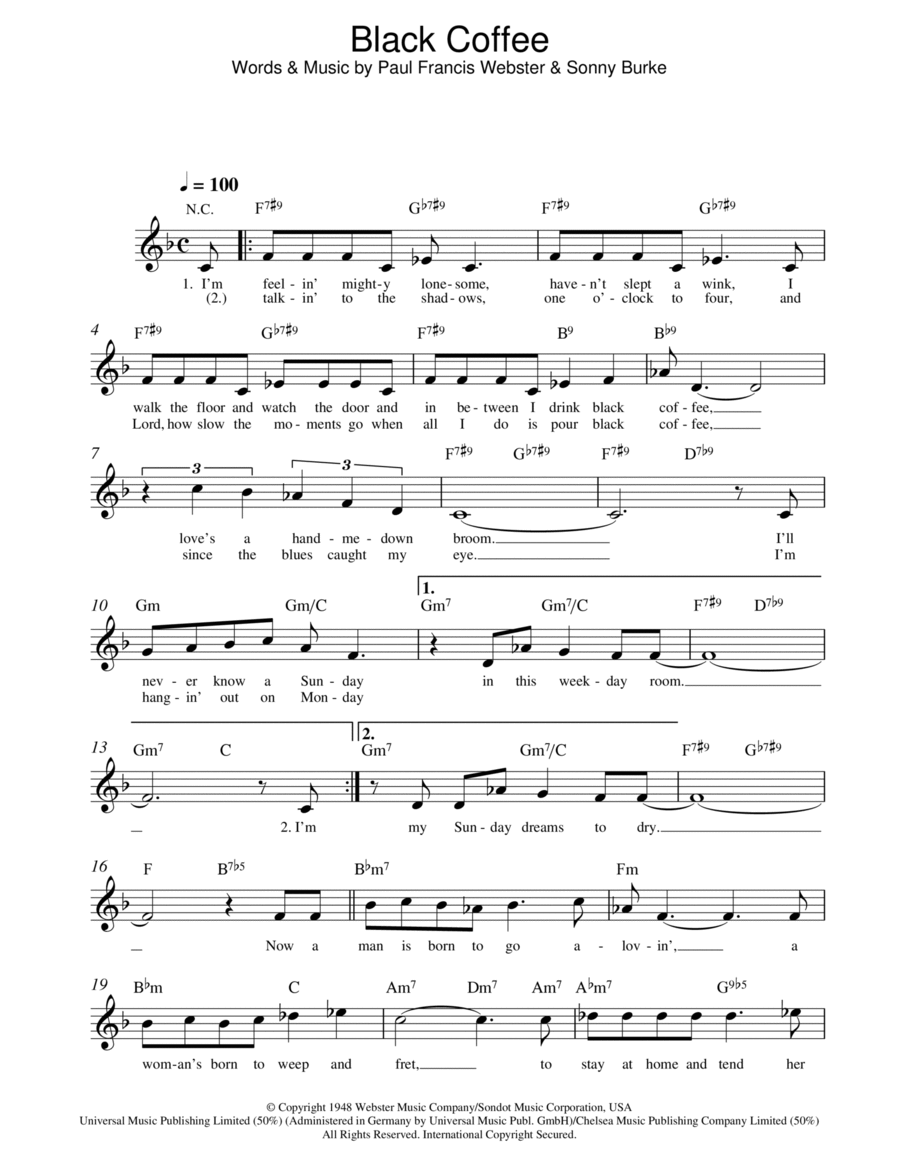 Black Coffee Piano scores gallery preview page 1