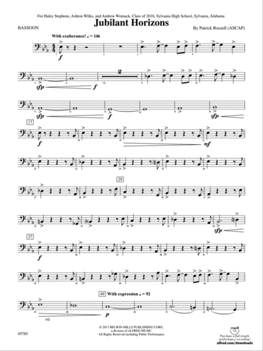 Jubilant Horizons: Bassoon Concert Band scores gallery preview page 1