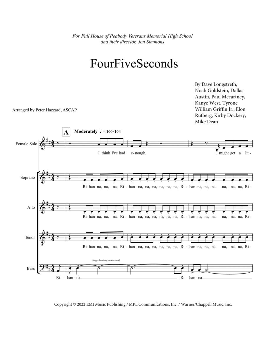 Fourfiveseconds 4-Part scores gallery preview page 1