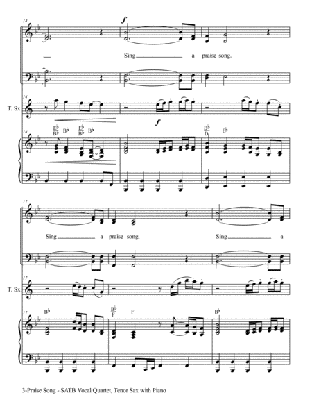 PRAISE SONG (SATB Vocal Quartet with Tenor Sax & Piano) image number null