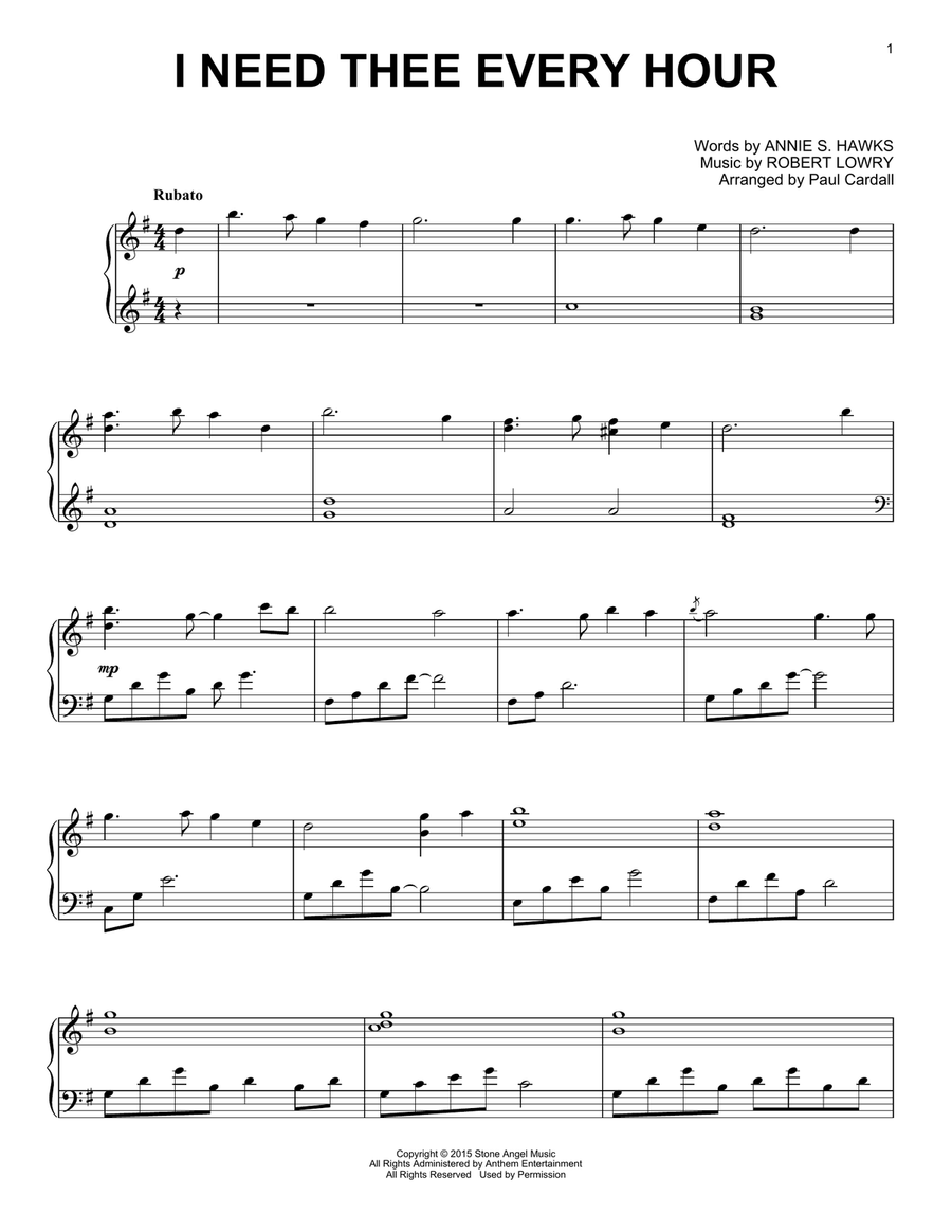 I Need Thee Every Hour Piano Solo scores gallery preview page 1