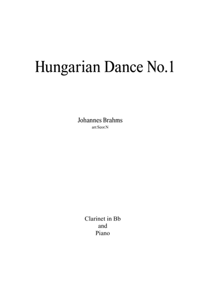 Hungarian Dance.No.1 for Clarinet in Bb and Piano image number null
