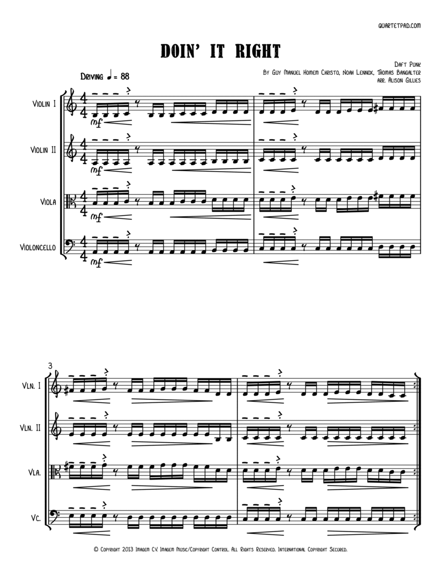 Doin' It Right String Quartet scores gallery preview page 1