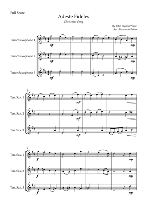 Adeste Fideles (Christmas Song) for Tenor Saxophone Trio