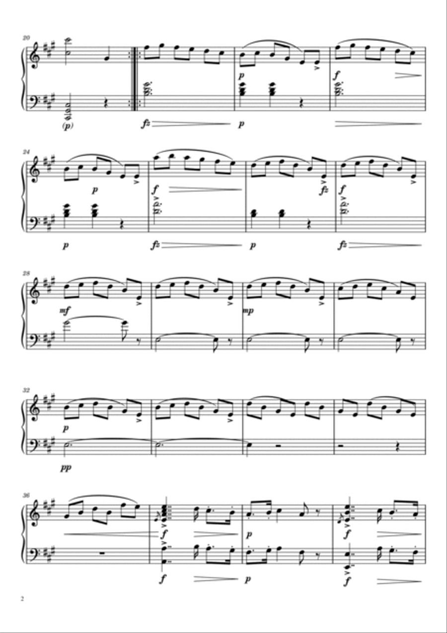 DVORAK - Tempo di valse - Serenade for Strings in E Major, Op.22, B 52 - For Easy Piano String Orchestra scores gallery preview page 2